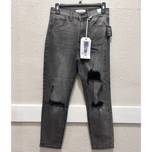 REgeneration by Celebrity Pink Distress Mom Jeans Junior's 5/27 Black Roll-Cuff